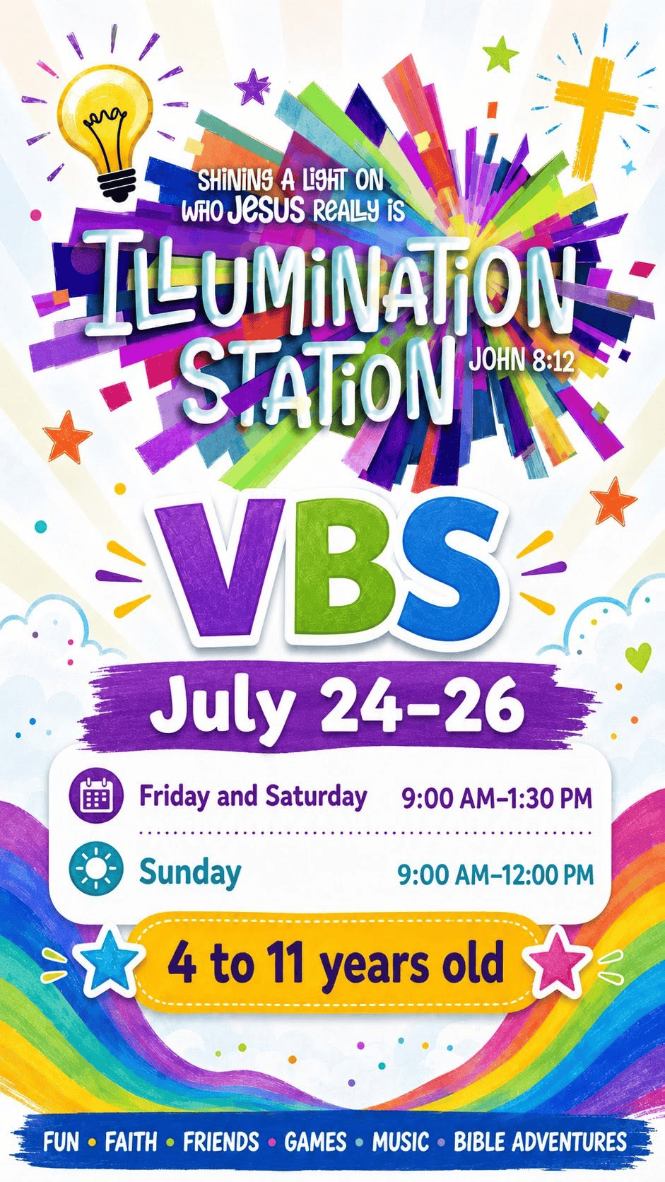 Escuelita Bíblica de Verano: Illumination Station flyer